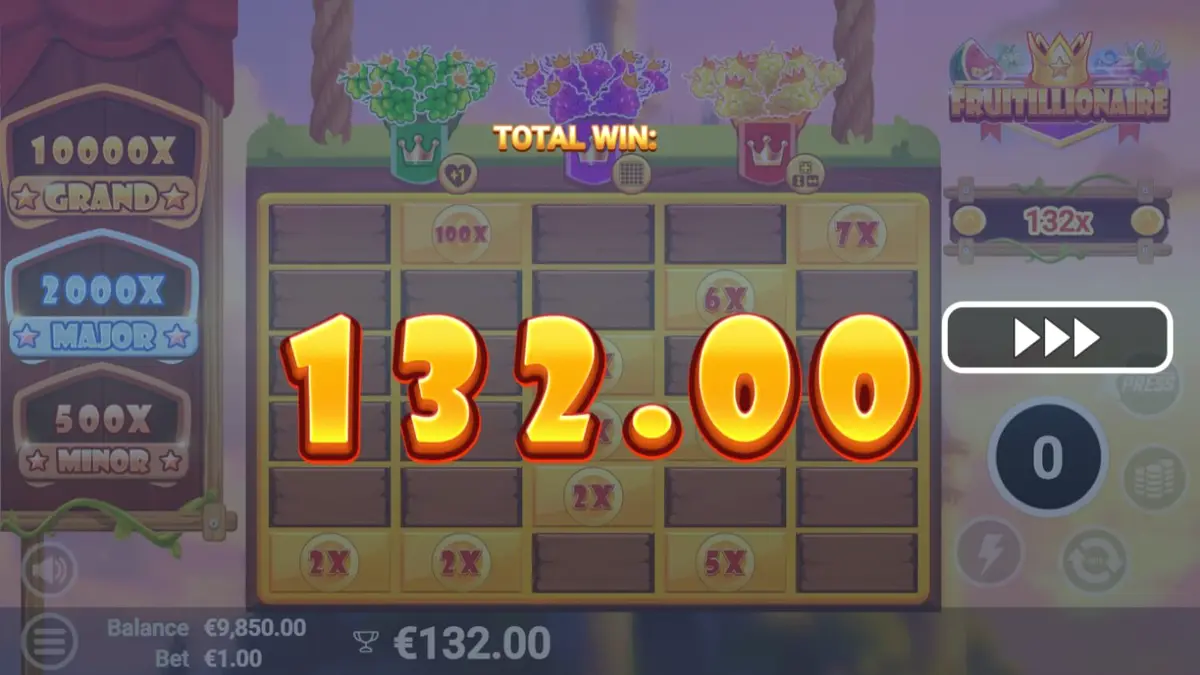 Visual kerajaan buah yang penuh warna dalam slot Fruitillionaire