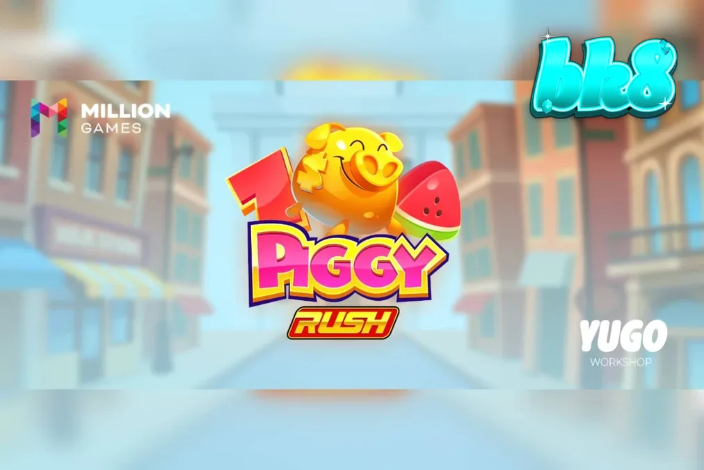 Tampilan visual slot Piggy Rush dengan simbol babi lucu dan koin emas